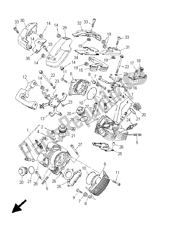 Tutte le parti per il Testata del Yamaha XVS 125 Dragstar 2001