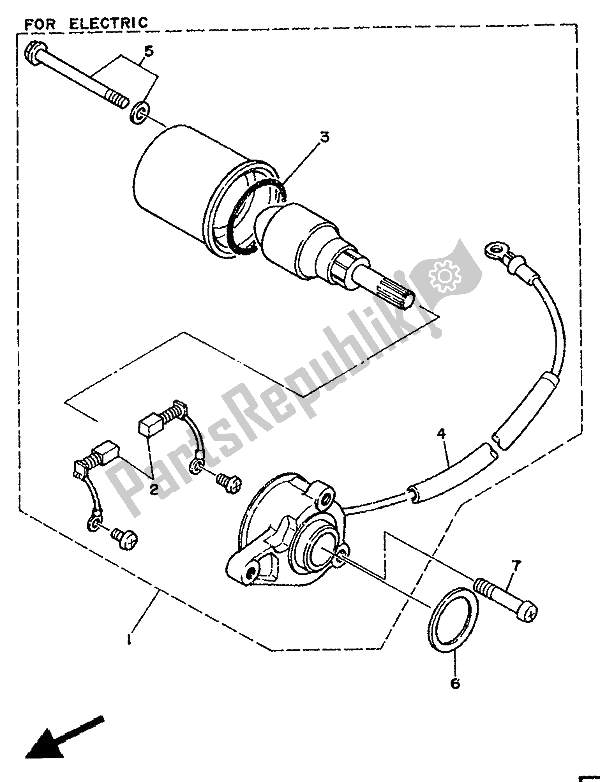 All parts for the Starting Motor (for At) of the Yamaha TDR 125 1994