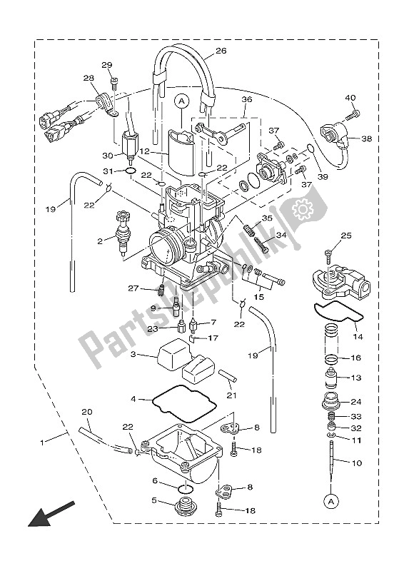 Alle onderdelen voor de Carburator van de Yamaha YZ 250 2016