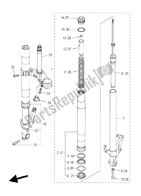 All parts for the Front Fork of the Yamaha FZ8 SA Fazer 800 2011