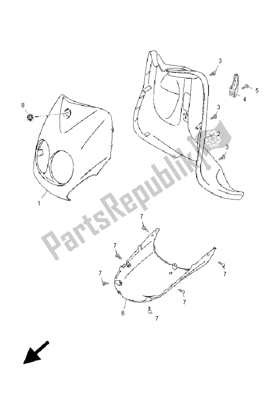 All parts for the Leg Shield of the Yamaha YN 50F 4T Neos 2009