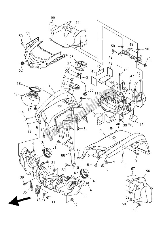 Tutte le parti per il Parafango Anteriore del Yamaha YFM 550 FWA Grizzly 4X4 2014