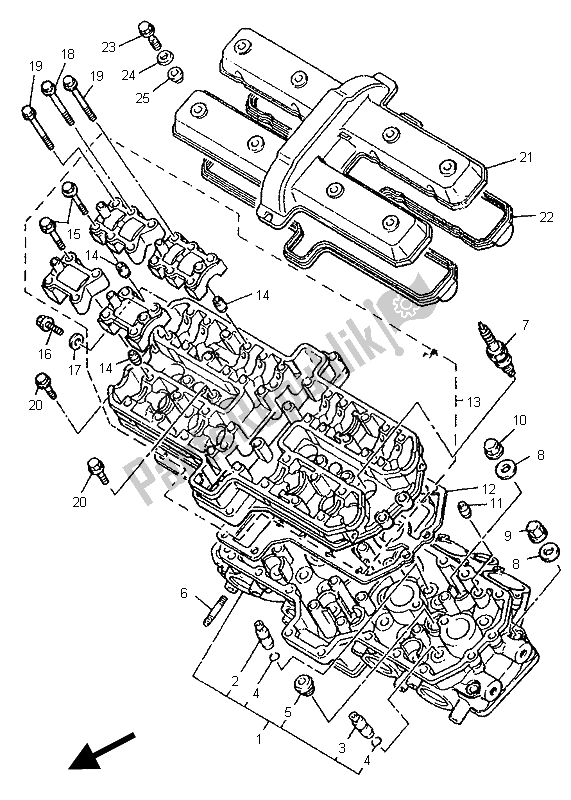 Toutes les pièces pour le Culasse du Yamaha YZF 750R 1996