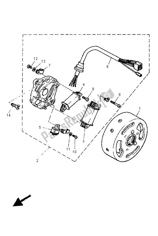 All parts for the Generator of the Yamaha PW 50 1996