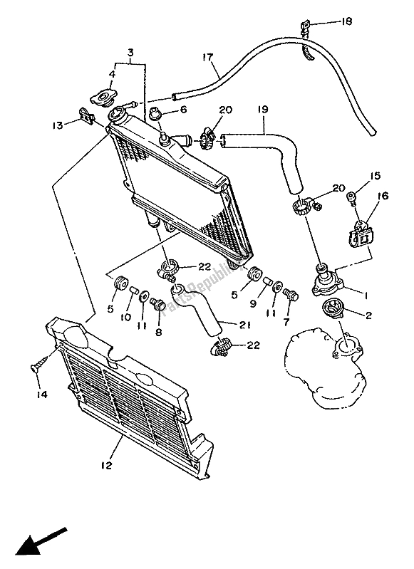 Alle onderdelen voor de Radiator Slang van de Yamaha TDR 250 1988