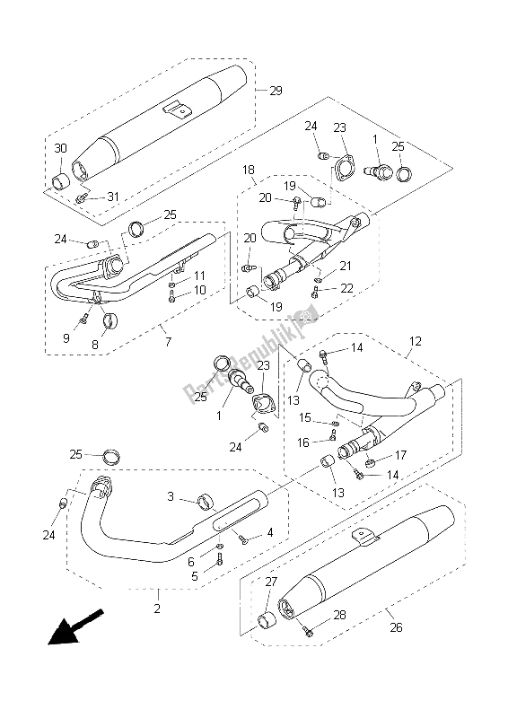 Toutes les pièces pour le échappement du Yamaha XVZ 13 TF 1300 1999