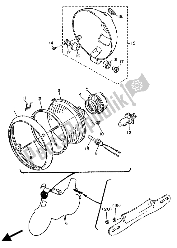 Tutte le parti per il Alternato (faro) del Yamaha XV 1000 SE Virago 1988