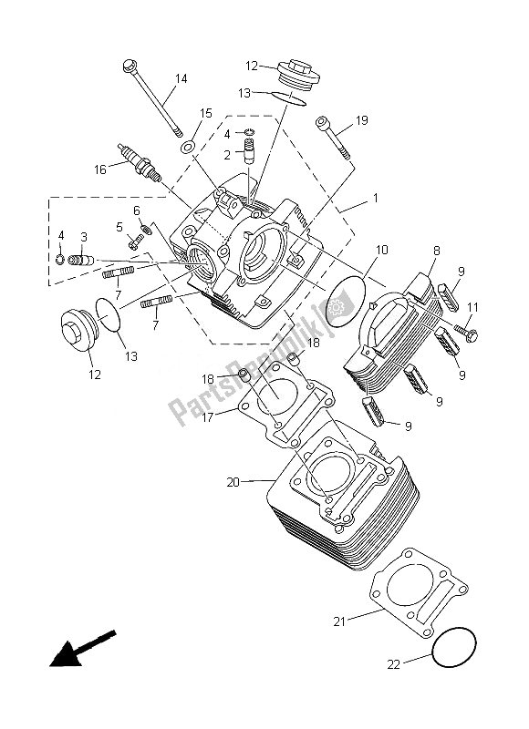 All parts for the Cylinder of the Yamaha TT R 125 LWE 2013