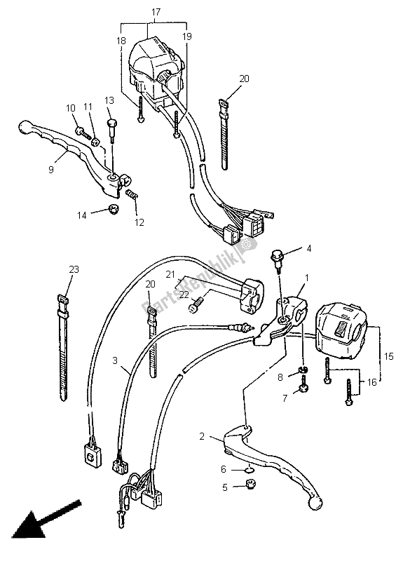 All parts for the Handle Switch & Lever (flat Handle) of the Yamaha XV 535 S Virago 1997