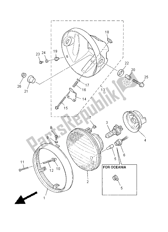 Tutte le parti per il Faro del Yamaha XJR 1300 SP 2000