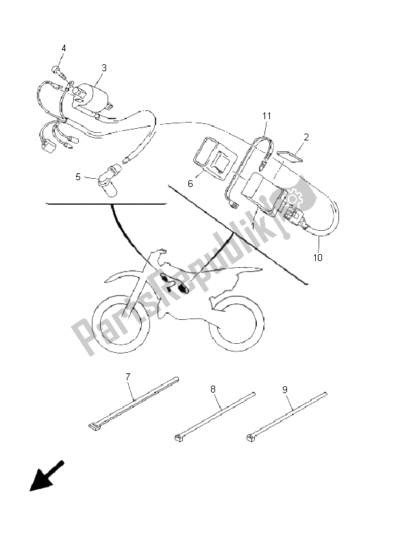 Toutes les pièces pour le électrique 1 du Yamaha YZ 125 2001