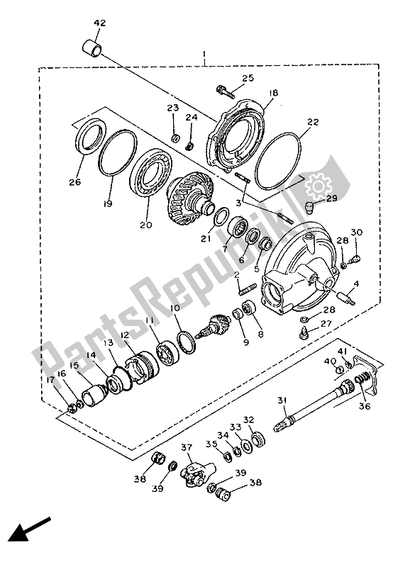 Toutes les pièces pour le Arbre De Transmission du Yamaha XV 1100 Virago 1989