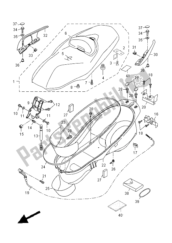 All parts for the Seat of the Yamaha YP 400 RA 2014