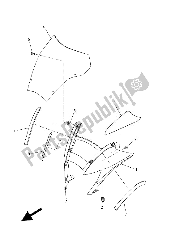 All parts for the Cowling 1 of the Yamaha XT 660R 2014