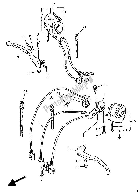 All parts for the Handle Switch & Lever (flat Handle) of the Yamaha XV 535 S Virago 1995