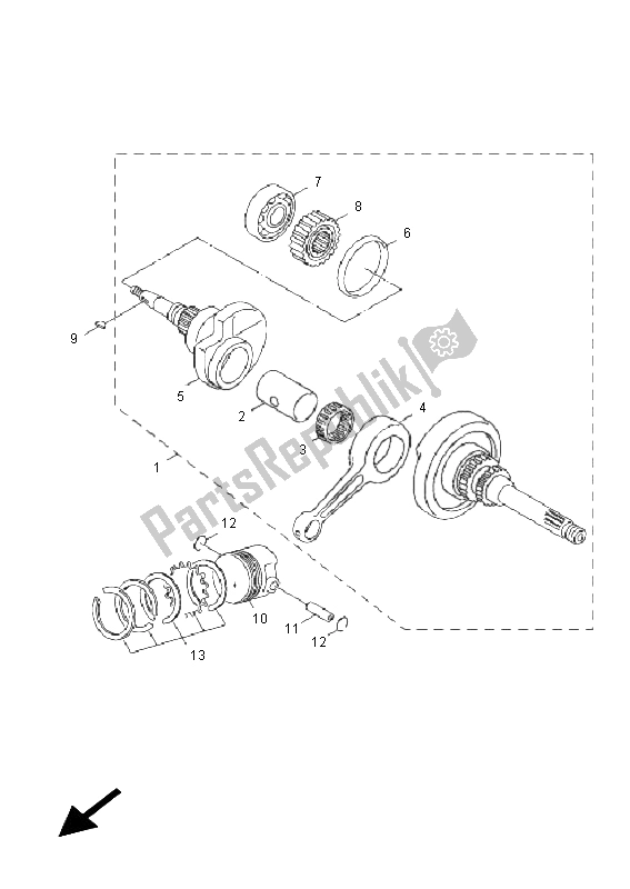 All parts for the Crankshaft & Piston of the Yamaha NXC 125E Cygnus X 2011