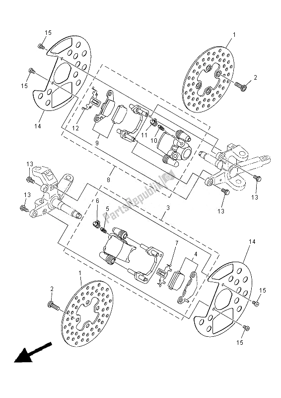 Tutte le parti per il Pinza Freno Anteriore del Yamaha YFM 300F Grizzly 2X4 2013