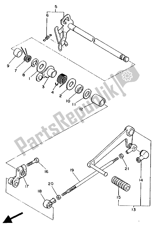 Toutes les pièces pour le Arbre De Changement du Yamaha FZ 600 1988