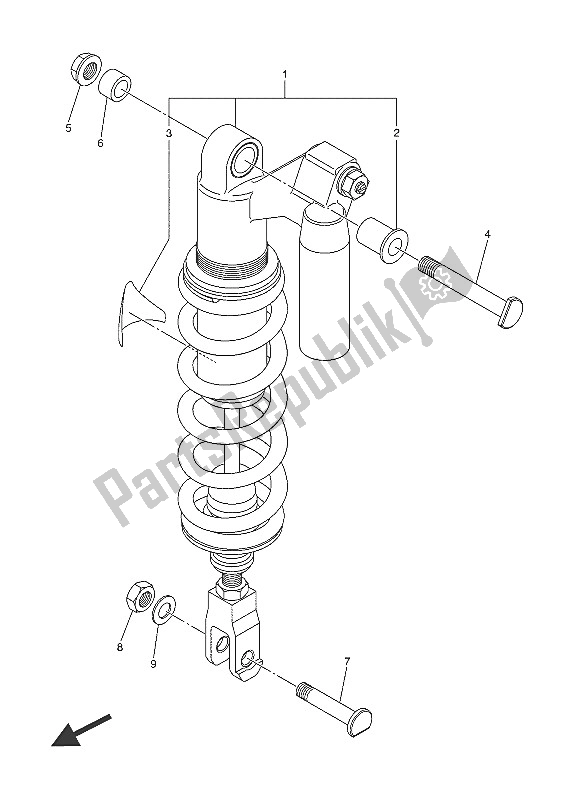 All parts for the Rear Suspension of the Yamaha WR 250R 2016