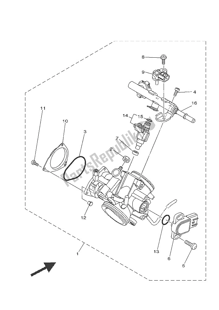 All parts for the Throttle Body Assy 1 of the Yamaha YXE 700E 2016