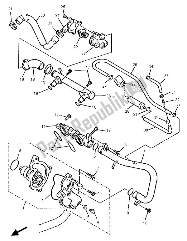 Toutes les pièces pour le Pompe à Eau du Yamaha YZF 600R Thundercat 1996