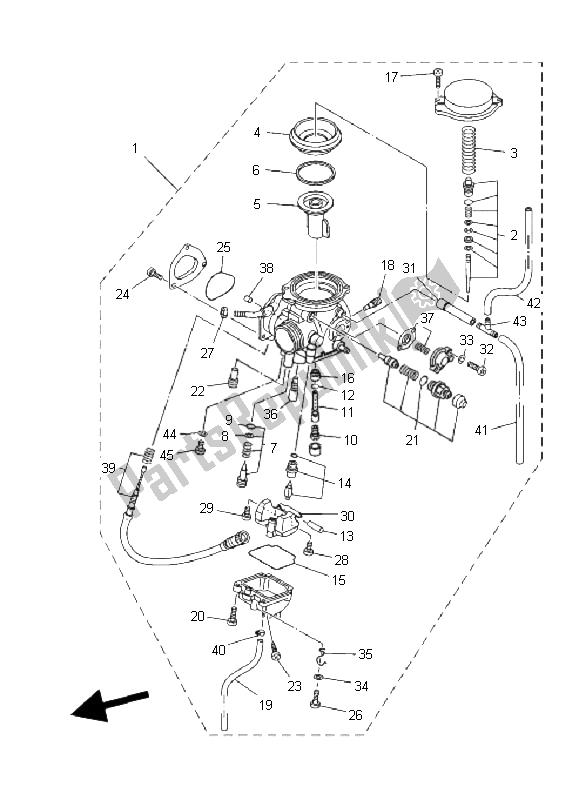 All parts for the Carburetor of the Yamaha YFM 350 Grizzly 2X4 2008