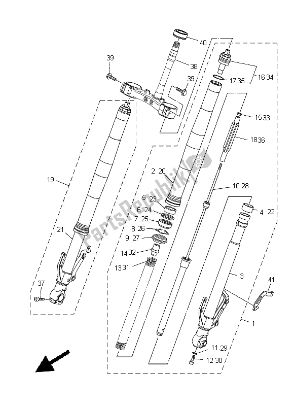 Todas las partes para Tenedor Frontal de Yamaha XT 1200 ZE 2014
