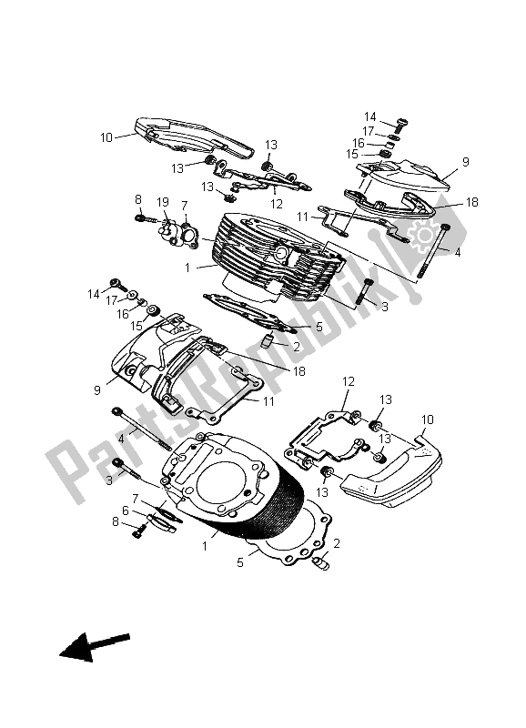 Alle onderdelen voor de Cilinder van de Yamaha BT 1100 Bulldog 2004