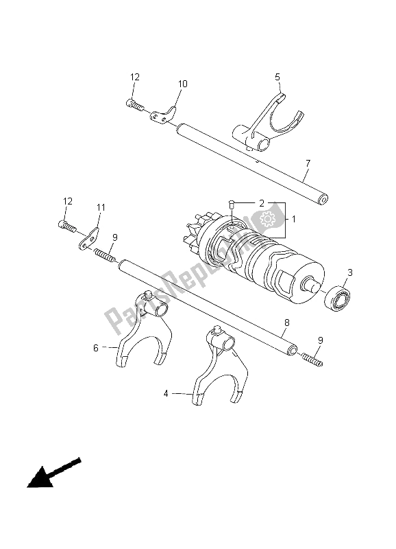 All parts for the Shift Cam & Fork of the Yamaha FZ8 SA 800 2012