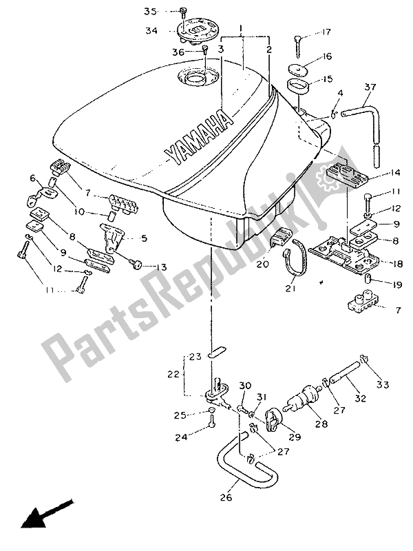 Toutes les pièces pour le Réservoir D'essence du Yamaha FZ 750 Genesis 1991