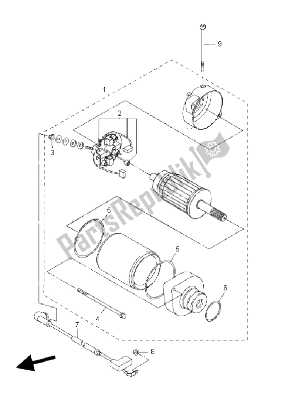 All parts for the Starting Motor of the Yamaha FZ1 SA Fazer 1000 2008