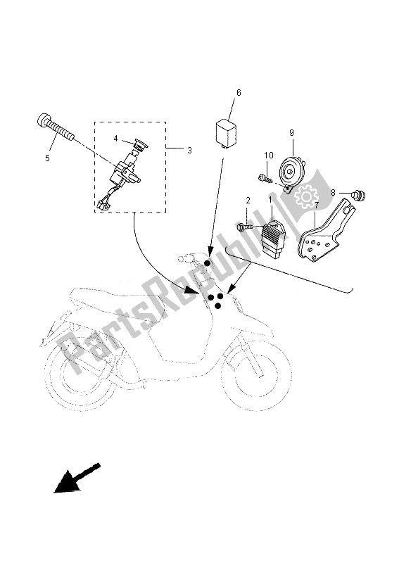 All parts for the Electrical 1 of the Yamaha CW 50L 2013