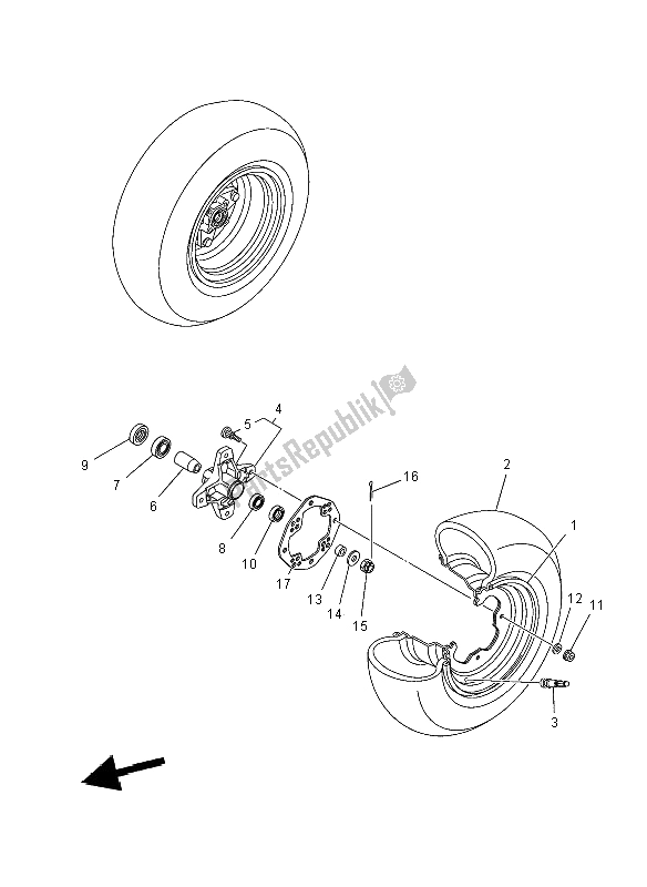 All parts for the Front Wheel of the Yamaha YFM 350R 2012