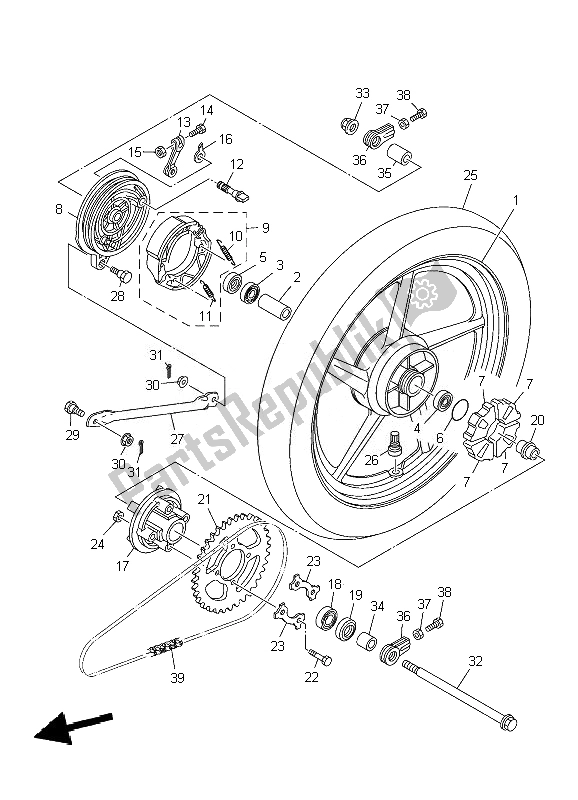 Tutte le parti per il Ruota Posteriore del Yamaha YBR 125 ED 2010