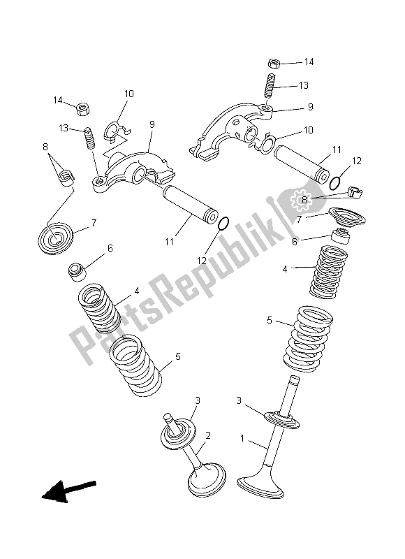 Tutte le parti per il Valvola del Yamaha YFM 350 DE Grizzly 2014