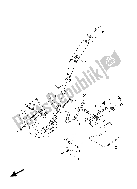 Tutte le parti per il Scarico del Yamaha XJR 1300C 2015