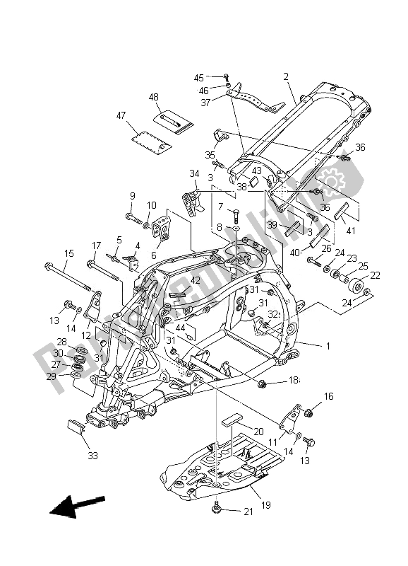 All parts for the Frame of the Yamaha YFZ 450R 2010