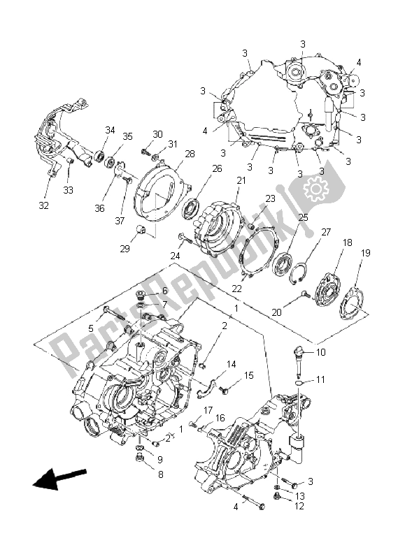 Tutte le parti per il Carter del Yamaha YFM 400A Kodiak 2X4 2004