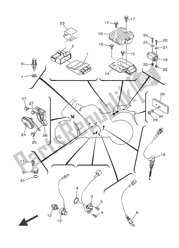 Wszystkie części do Elektryczny 2 Yamaha YZF R3A 300 2016