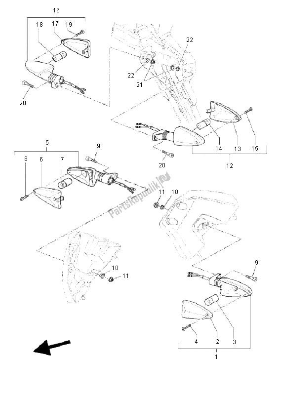 All parts for the Flasher Light of the Yamaha XT 660Z Tenere 2008