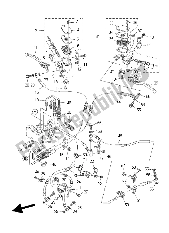 All parts for the Front Master Cylinder of the Yamaha YP 400A Majesty 2011