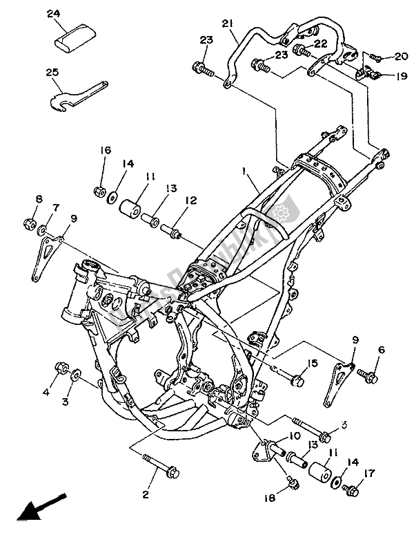 All parts for the Frame of the Yamaha DT 125R 1988