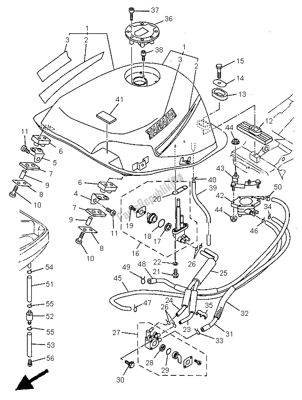 Alle onderdelen voor de Benzinetank van de Yamaha TDM 850 1997