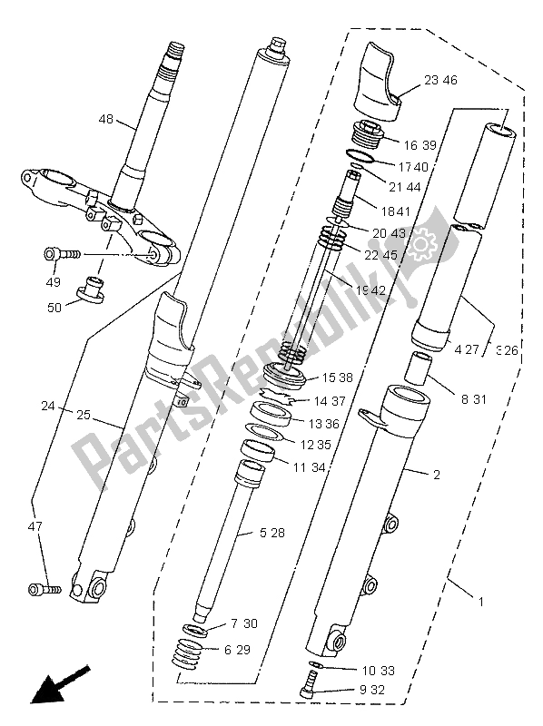 Todas las partes para Tenedor Frontal de Yamaha TDM 850 1999