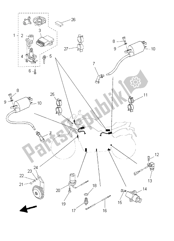 All parts for the Electrical 1 of the Yamaha BT 1100 Bulldog 2006