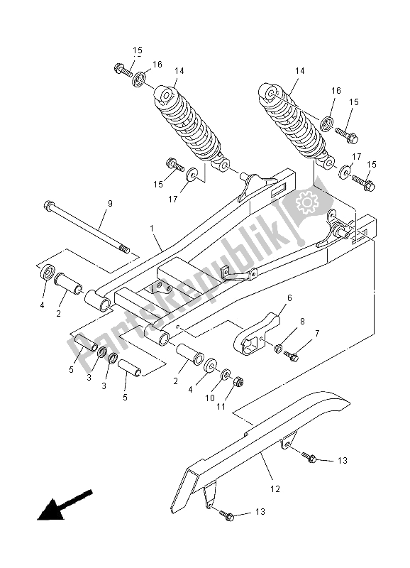 Toutes les pièces pour le Bras Arrière Et Suspension du Yamaha XVS 125 Dragstar 2000