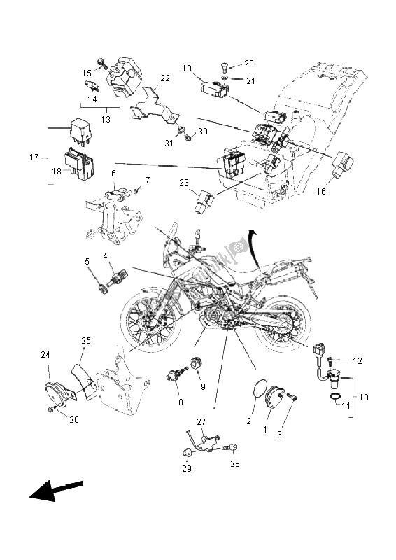 All parts for the Electrical 2 of the Yamaha XT 660Z Tenere 2011