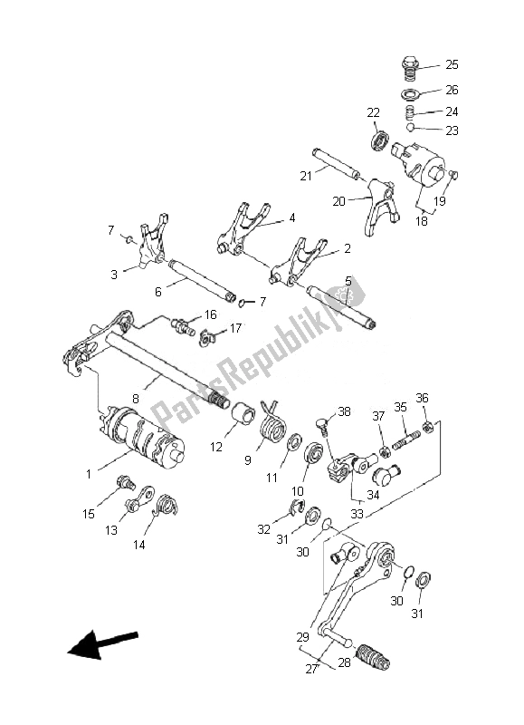 Tutte le parti per il Camma Cambio E Forcella del Yamaha YFM 350R 2007