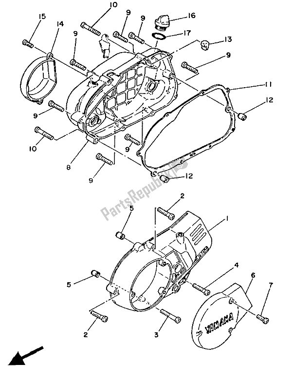 Wszystkie części do Pokrywa Skrzyni Korbowej 1 Yamaha YSR 50 1987