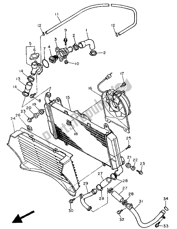 Toutes les pièces pour le Tuyau De Radiateur du Yamaha FZ 750 Genesis 1991